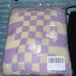Lavender and Cream Checkered Knit cardigan